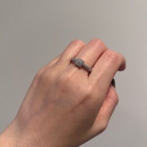 NWT Diamonique Square Pave Solitaire Diamond Ring